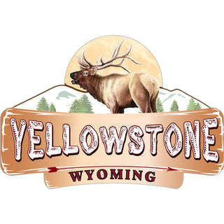 Yellowstone Wyoming   Elk Wood Winter Sign Sticker