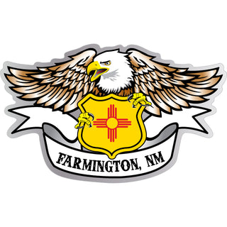 Farmington  NM   Eagle Holding New Mexico Flag Shield Sticker