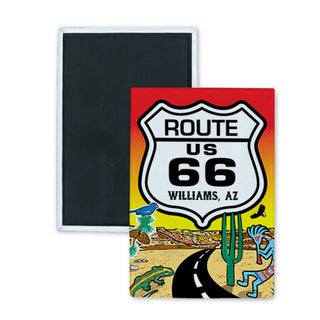 Williams AZ Route 66 Shield Desert Road Scene Vert Rectangle Badge Magnet