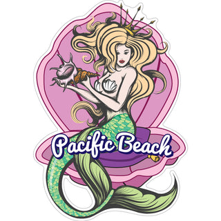Pacific Beach CA Mermaid in Shell Sticker