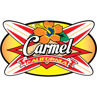Carmel  CA Crossing Longboards on Oval   Business Card Sized Sticker arena Sticker