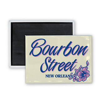 Bourban Street Pink Purple Hibiscus Oval Rectangle Badge Magnet