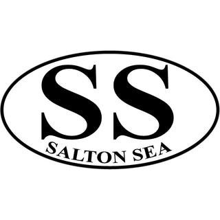 Salton Sea   Black & White Euro Oval Sticker