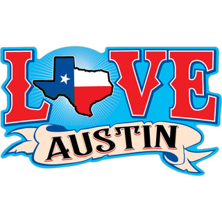 Austin   Love State Shape Banner Sticker