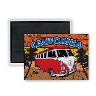 California Red Bus Rectangle Badge Magnet