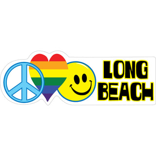 Long Beach   Peace Rainbow Heart Happy Face Sticker