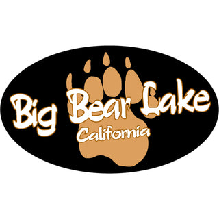 Big Bear Lake  CA   Brown Bear Paw Oval Sticker