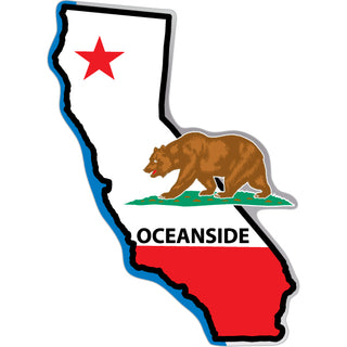 OK4 Oceanside California Flag Map Die Cut (1 20422) Sticker