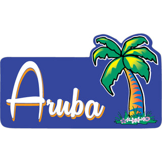 Aruba   Palm Tree Purple Background Sticker