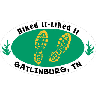 Gatlinburg Hiked It Liked It Green Oval Sticker