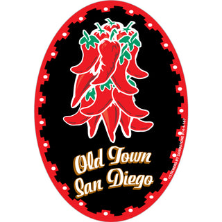 Old Town San Diego  CA   Chili Peppers Bunch Oval Sticker