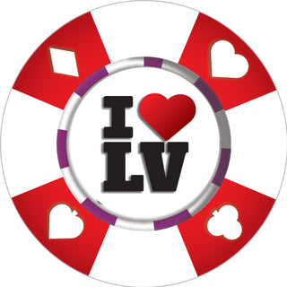 LV   I Heart Poker Chip Sticker