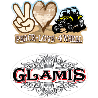 glamis peace love 4 wheel and tribal oval 2 up Sticker