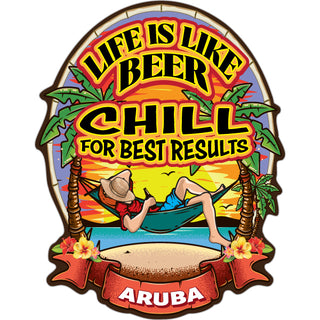 Aruba   Life is Like Beer Beach Hammock Sticker