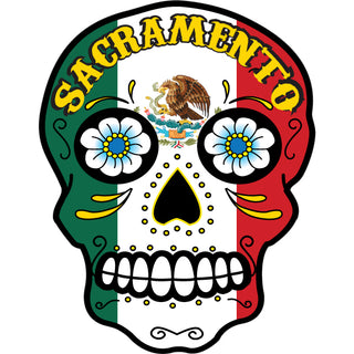 OK4 Sacramento Mexican Flag Sugar Skull   Large Sticker