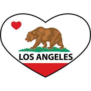 Los Angeles CA California Flag Heart Shape Sticker