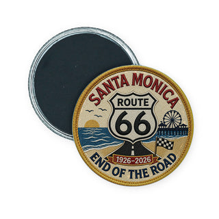 Santa Monica End of Road Circle Badge Magnet