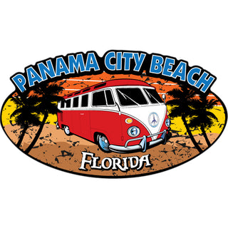 OK4 Panama City Beach Red Bus Corner View Oval Sticker
