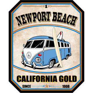OK4 Newport Beach California Gold Bus  Vertical Sticker