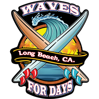 LONG BEACH waves for days Sticker