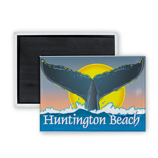 Huntington Beach Whale Tail Rectangle Badge Magnet