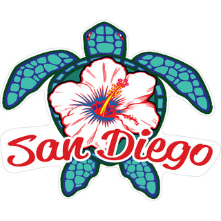 San Diego   Blue Turtle White Flower Sticker