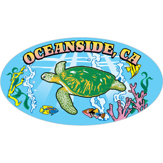 Oceanside  CA   Turtle In The Sea Oval Sticker