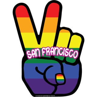 OK4 San Francisco  CA Rainbow Peace Fingers (01154) Sticker