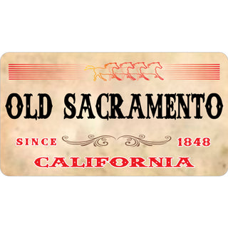 Old Sacramento  California Vintage Sign with Red Horse Stripes Sticker