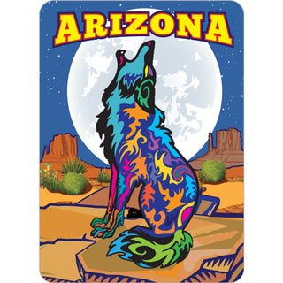 Arizona Colorful Coyote Howing At Moon Sticker