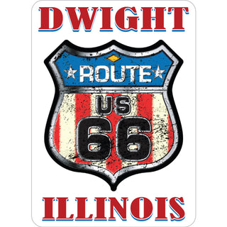 Dwight Illinois   Route 66 Flag Shield Sticker