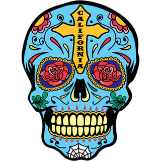 California   Blue Sugar Skull Sticker