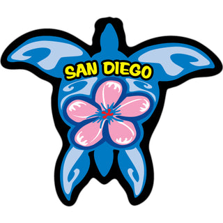 San Diego   Blue Turtle Pink Flower Sticker