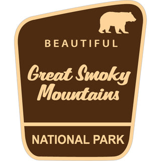 OK4 Great Smoky Mountains National Park Angled Brown Sign small (00772) Sticker