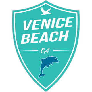 Venice Beach  CA   Teal Dolphin Shield Sticker