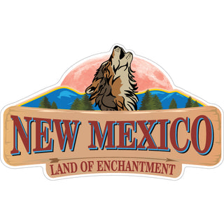 New mexico   Wolf Howling Moon Wood Sign Sticker