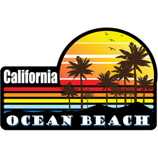 Ocean Beach  California   Colorful Palm Sunset Sticker