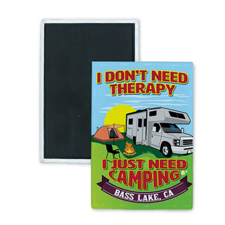 Bass Lake  CA   Camping Therapy Rectangle Badge Magnet