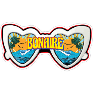 Bonaire   Sunset Heart Glasses Sticker
