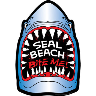 Seal Beach CA Bite Me Shark Sticker
