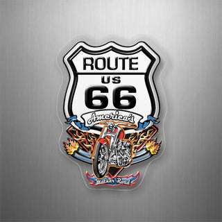 Route 66 Americas Mother Road Shield & Motorcycle 3D Magnet