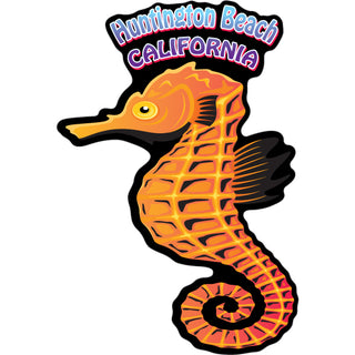 Huntington Beach  CA Orange Seahorse Sticker