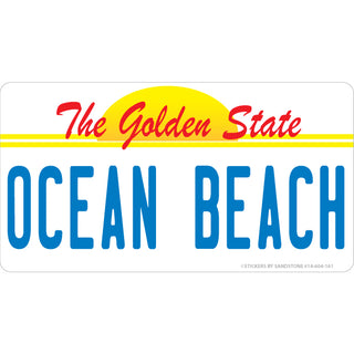 OK4 Ocean Beach  CA The Golden State License Plate (00604) Sticker