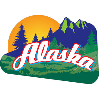 Alaska Green Triangle Mountain and sun Sticker