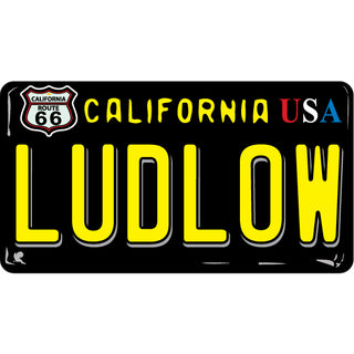 Ludlow CA Retro Black License Plate Sticker