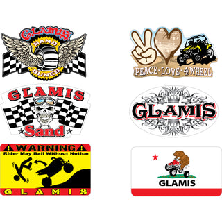 GLAMIS WINGS AND PEACE LOVE AND SKULL FLAGS AND TRIBAL OVAL AND WARNING AND CA FLAG BEAR Sticker