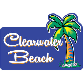 Clearwater Beach Purple Rectangle with Palm Tree Sticker
