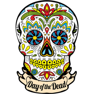 Day Of The Dead   White Sugar Skull Sticker