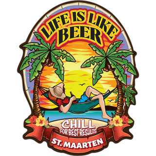St. Maarten   Life is Like Beer Beach Hammock Sticker