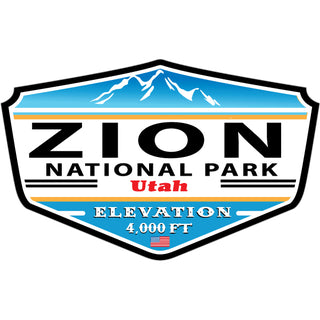 Zion National Park  Utah   Blue Elevation Sign Sticker
